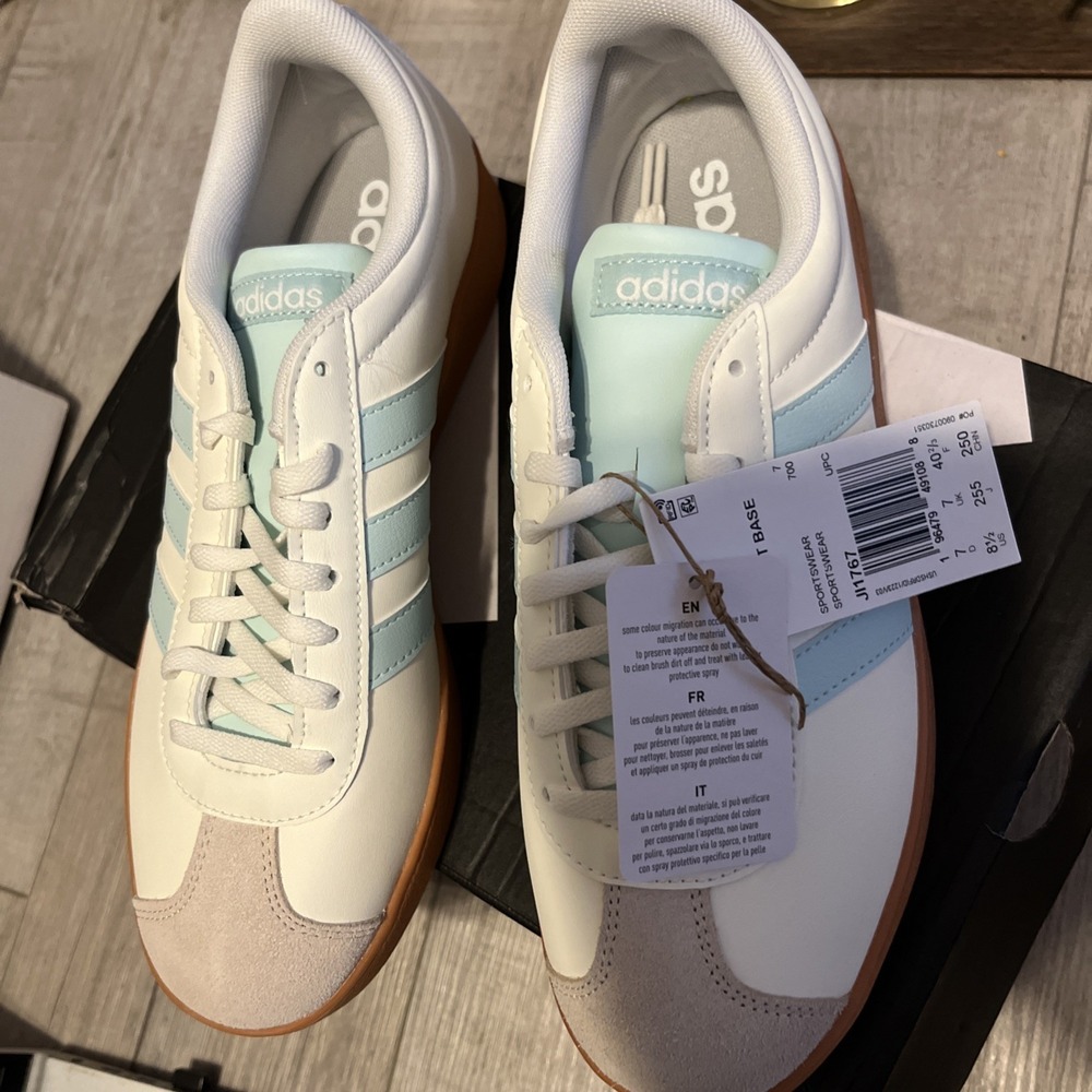 Adidas Women's Vl Court Base Trainers Sneakers Sports Shoes Low Size 8.5 Blue - Picture 3 of 6